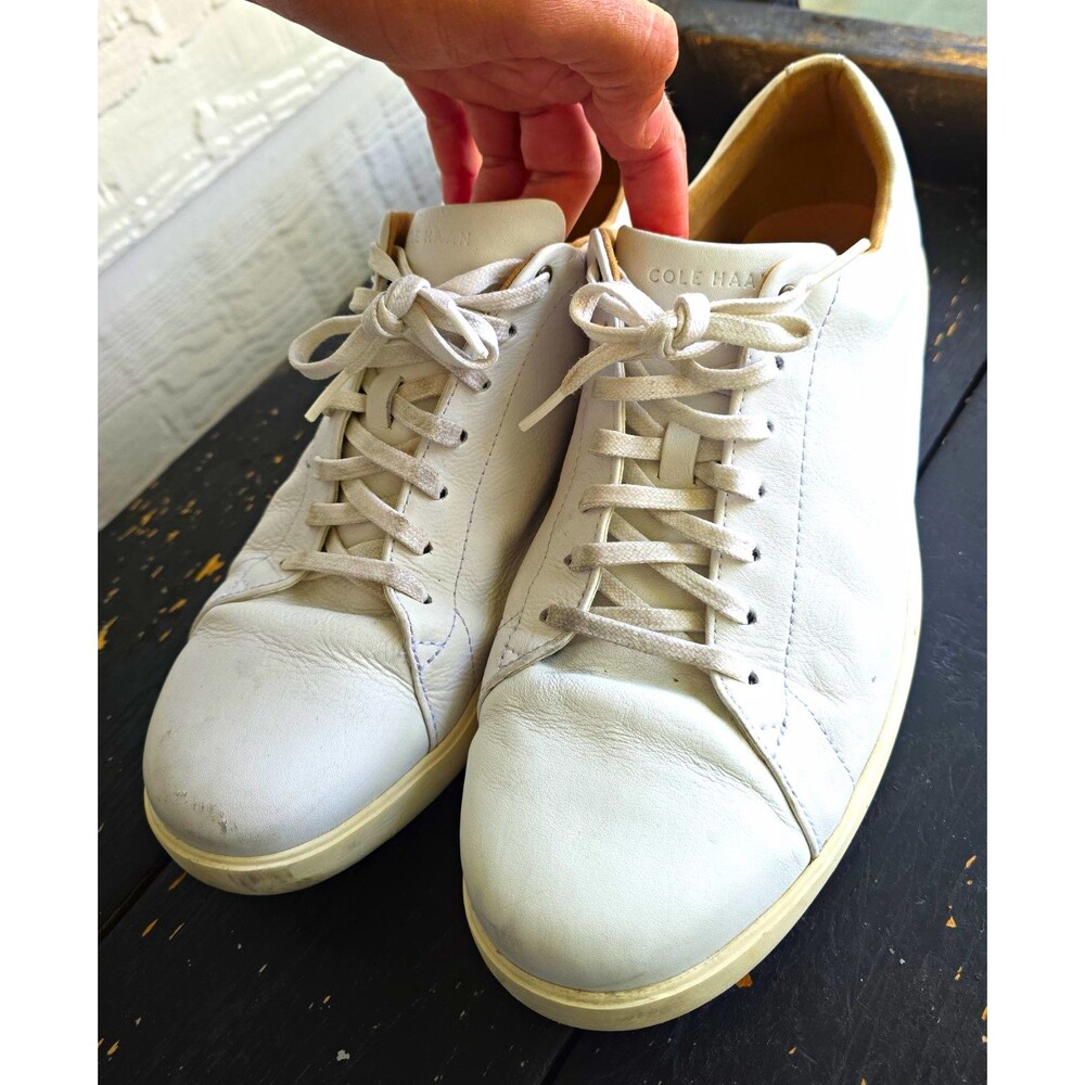 Cole Haan Men’s White Leather Lace-Up Sneakers Round Toe US 13